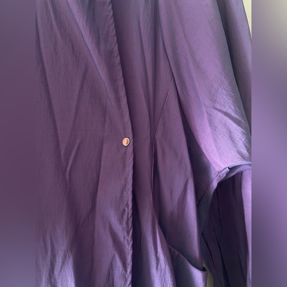 VTG Maralyce Ferree Purple Iridescent Hooded Maxi Windbreaker Coat M/L (XL) - Picture 13 of 13